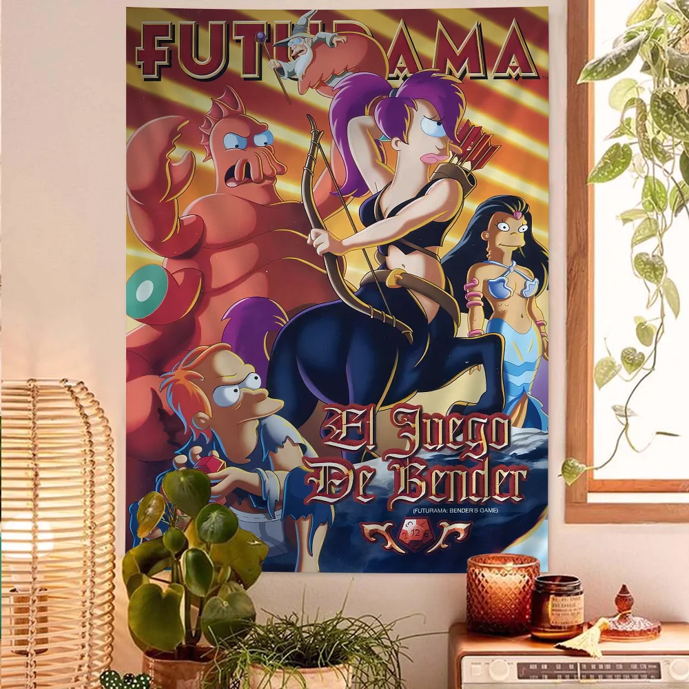 Cartoon Funny F-Futurama Printed Large Wall Tapestry Hanging Tarot Hippie Rugs Dorm Home Decor