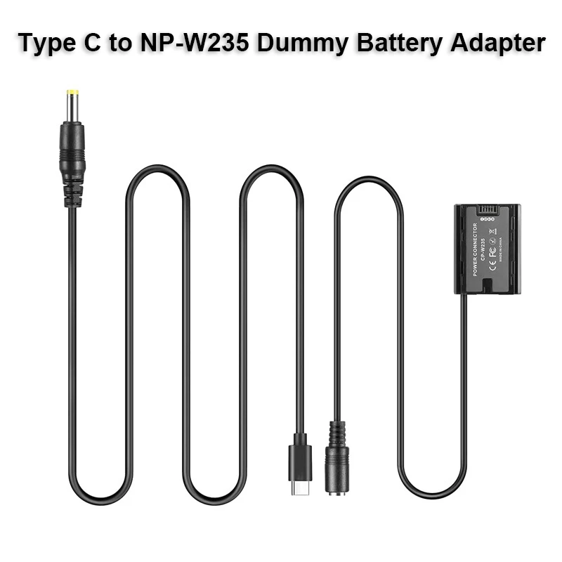 Адаптер питания переменного тока USB Type-C в телефон телефона, адаптер постоянного тока для Fujifilm NP-W235 XT4 GFX100S X-T4 GFX50SII CP-W235, зарядное устройство