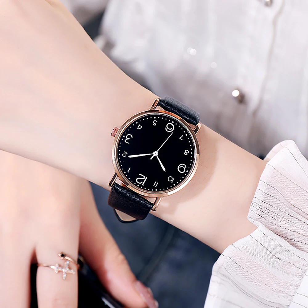 New women's luxury quartz alloy watch women's fashion stainless steel dial casual bracelet leather watch