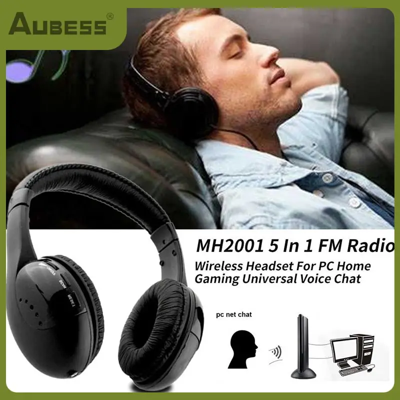 

Denoise Headphone Wireless Headphones Universal Headset 5 In 1 Wireless Headset Open Back Earphones Pc Fm Radio Stereophone New