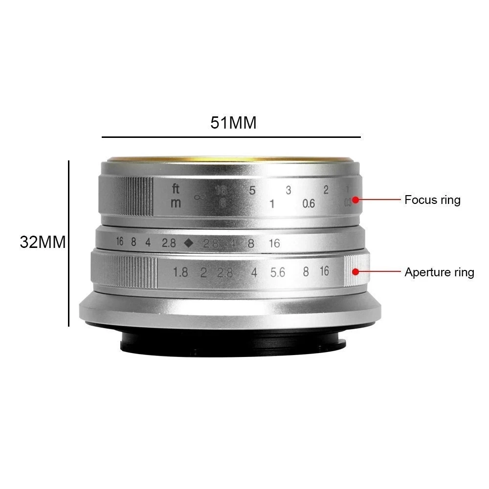Широкоугольный Prime Lens 7Artisans 25 мм F1.8 APS-C для E/FX/EOS-M/M43-Mount Fuji FX X-Pro 1 X-Pro-2 X-M1 X-M2 X-E1 X-E2 X-A1