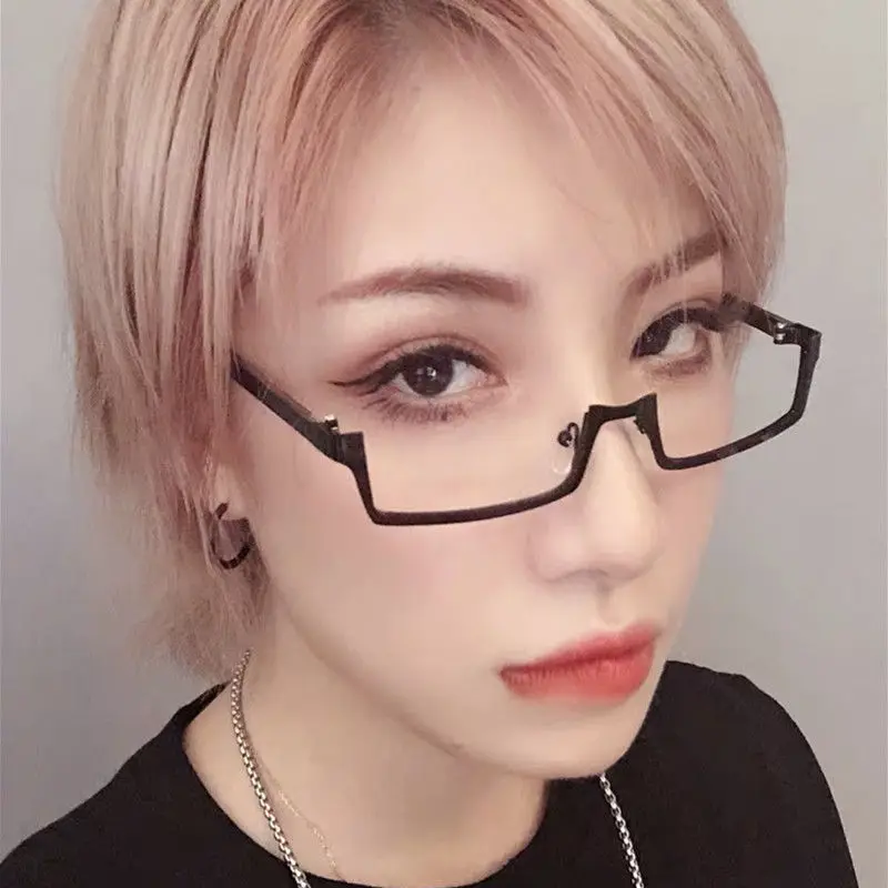 Anime Cosplay Fashion Women's Lower Half Frame Glasses Square Eyeglasses Frame No Lenses Lolita Hottie 2-Dimensional Ornament