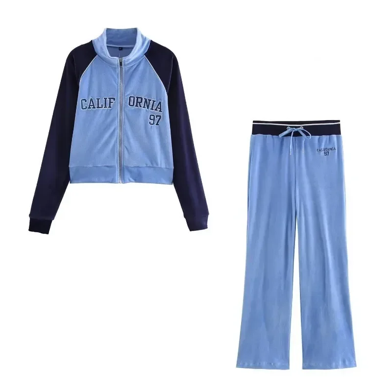  Весенний вельветовый спортивный костюм женская куртка на молнии брюки для