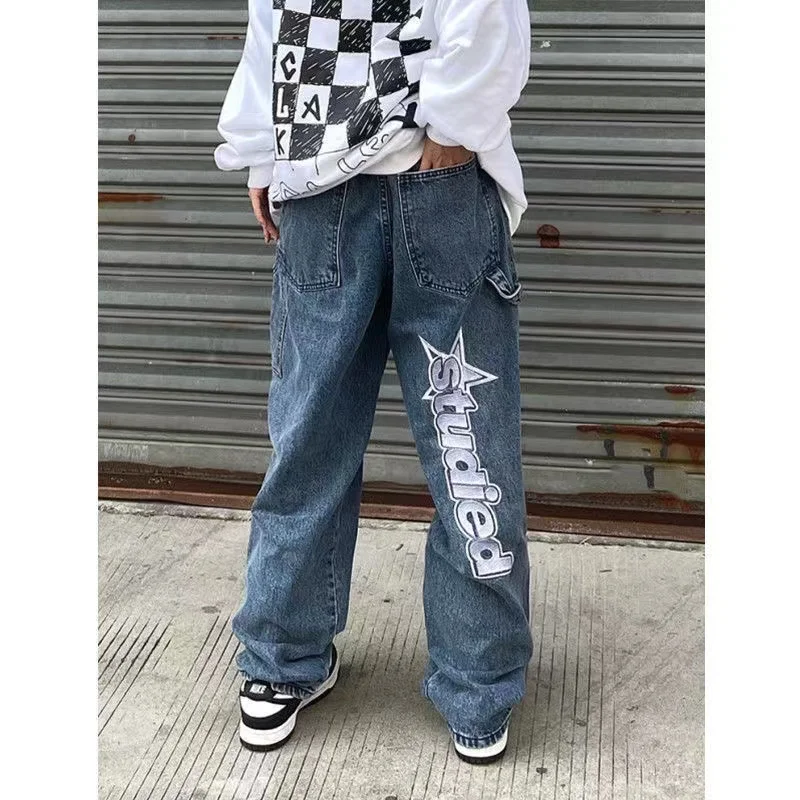 

American Retro Vibe China-Chic High Street Pants Fashion Brand European American Hiphop Fried Street Jeans Men's Design Sense