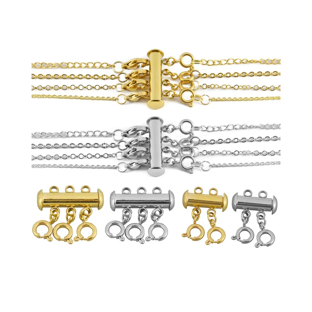 3 Pcs Copper Connect Buckle Magnetic Necklace Bracelet Clasps Bracelets Wrist Chain Multi-strand DIY