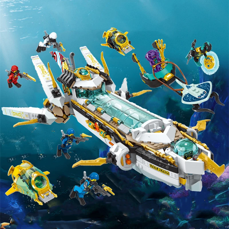 

1218 PCS New Hydro Bounty Ship Building Blocks Compatible Ninjago Oversized Underwater Reward 71756 Toys For Kids Birthday Gift