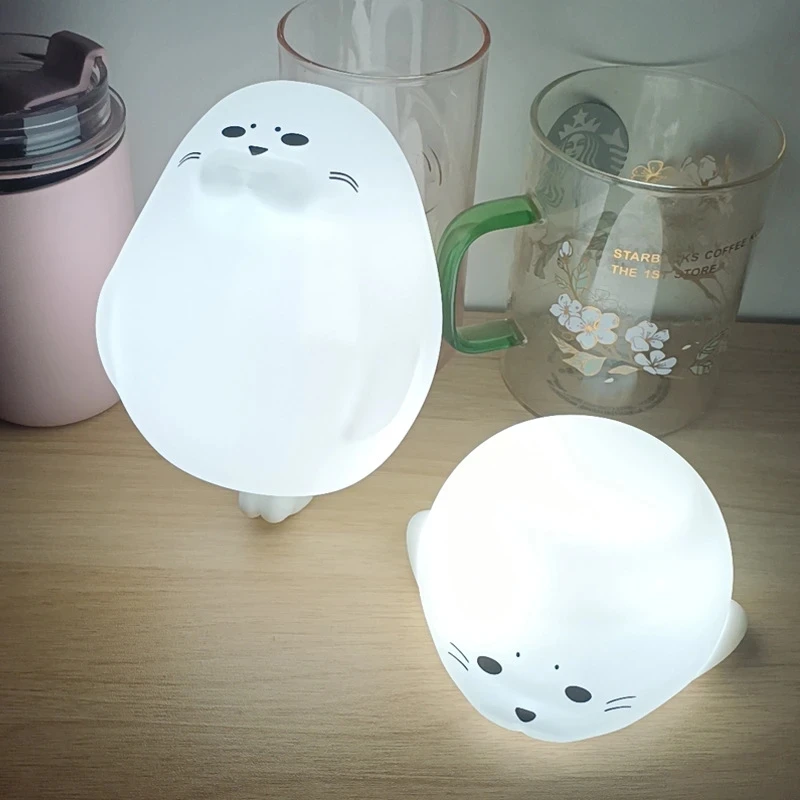 New LED Dimmer Bedside Lamp USB Living Room Bedroom Pet Seal Soft Light Eye Protection Night Light Children's Holiday Gifts