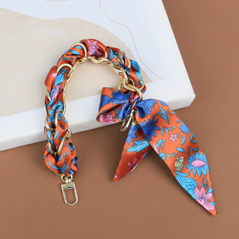 Женская сумочка шелковый шарф с короткой цепочкой и ручкой Плетеный наручный