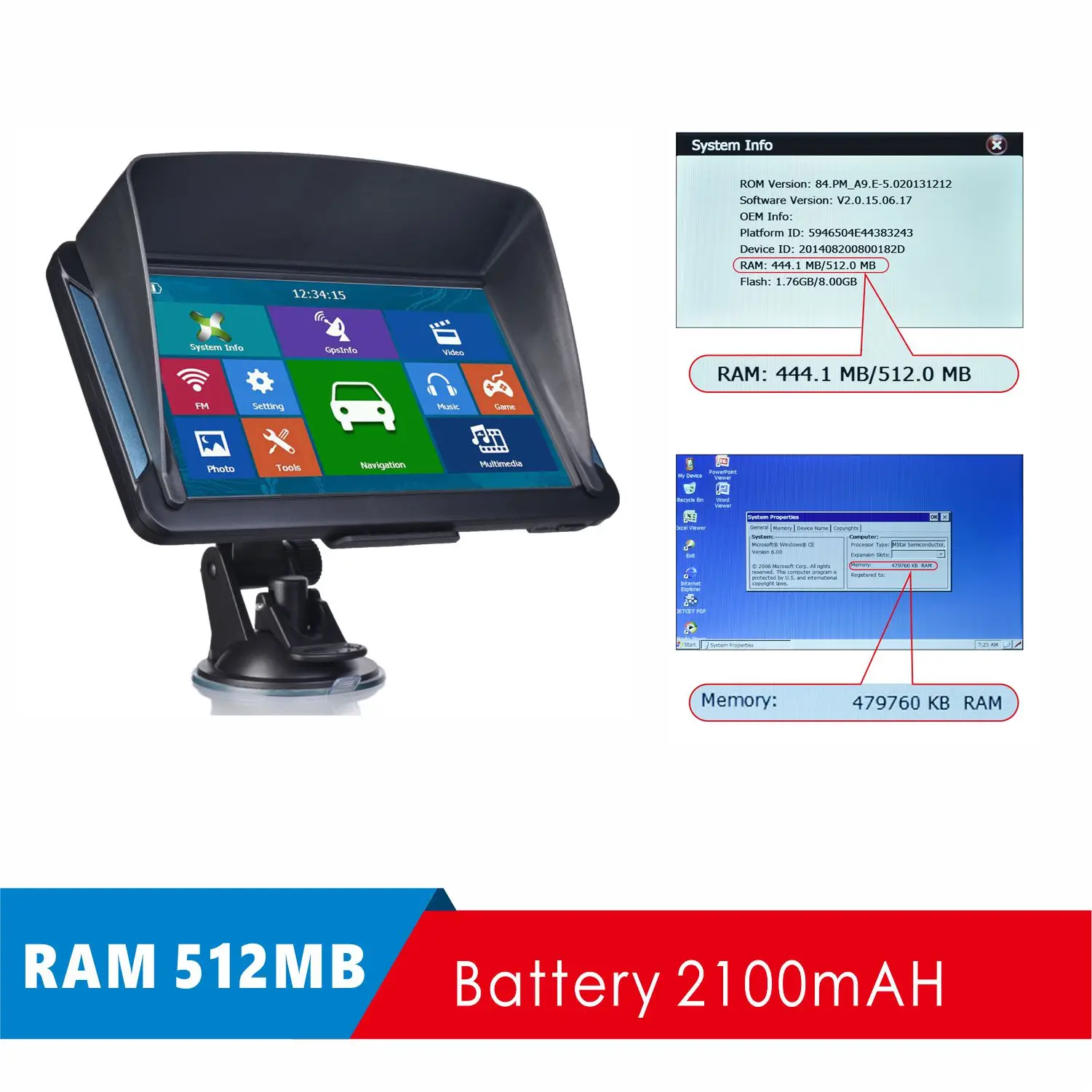 5PCS710 + Автомобильная GPS-навигация 7-дюймовый сенсорный экран 512 М 8 Гб FM-радио