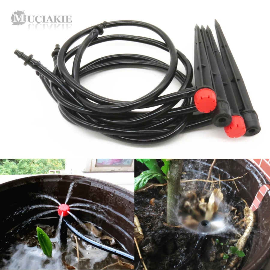 

MUCIAKIE 1PC Sprinkler with 50CM 4/7mm Hose Barb Garden Irrigation System Spray Drip Irrigation Bubble Dripper Adjustable Flux