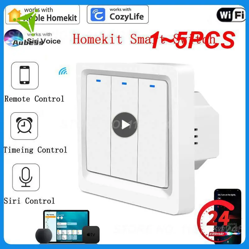 

1~5PCS WiFi Smart Home Light Switch Push Button Smart Life/Tuya APP Remote Control Works with Alexa Google Home for Voice