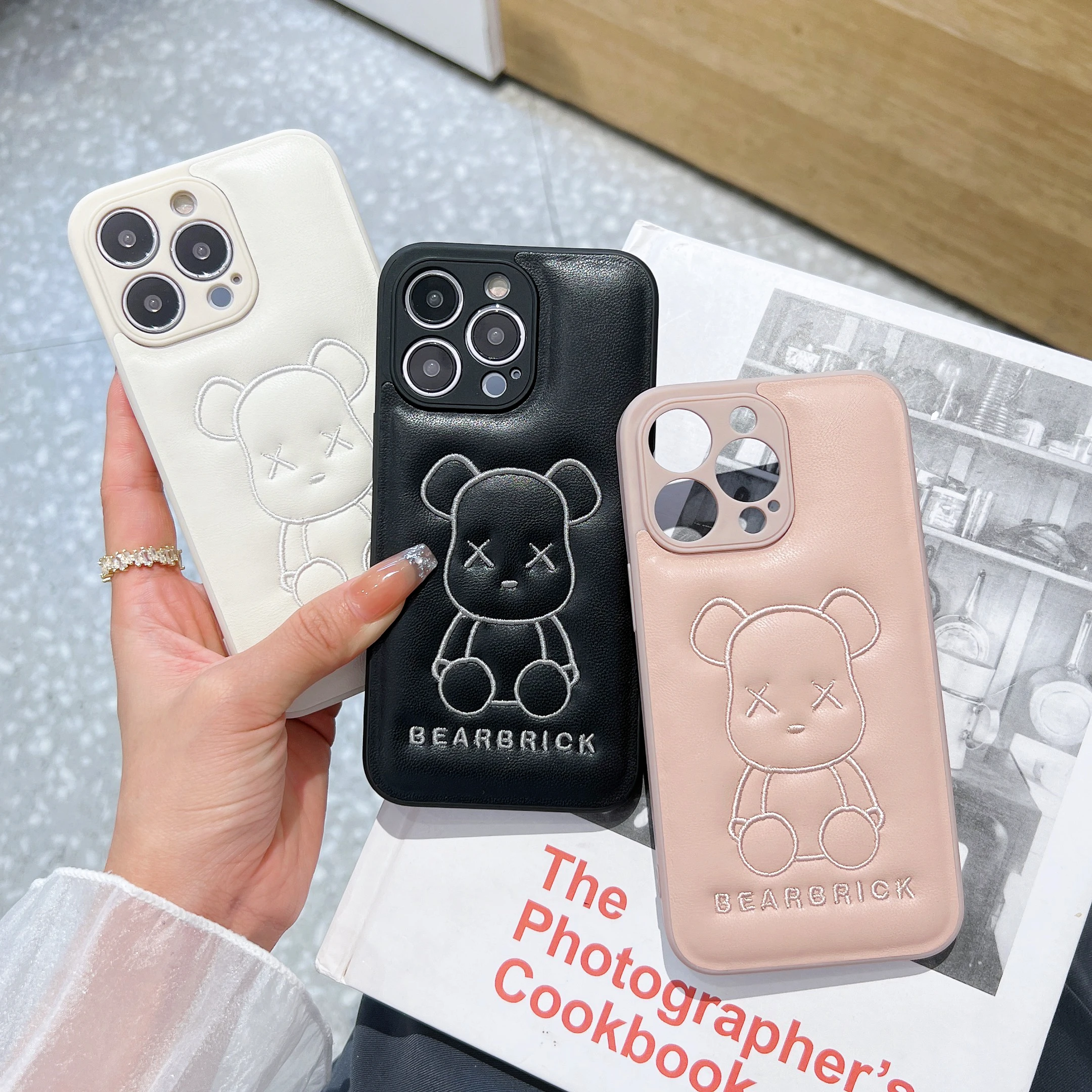 

Shockproof Cute Bear Case for iPhone 11 12 13 Pro Max Fashion Girl Heart Phone Leather Bumper