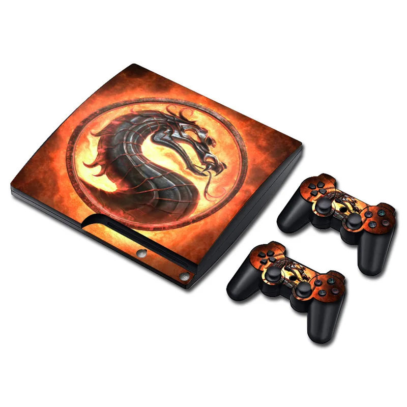 Dragon Vinyl Decal Skin/stickers Wrap for PS3 Slim Console and 2 Controllers-Blue skull TN-P3Slim-1216