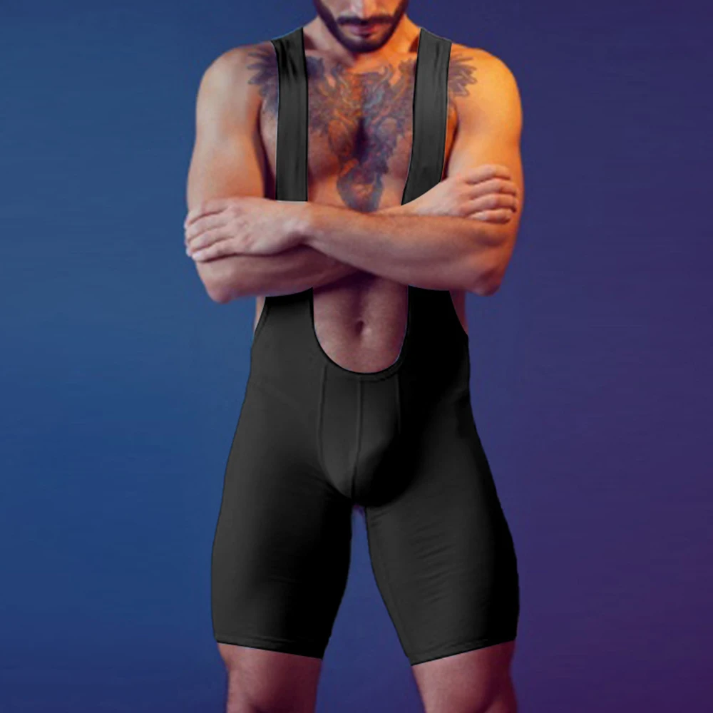 Men's Summer One-piece Overalls Trend Fashion Tights Shapewear Home Pajamas Homewear Romper Bodywear Stretch Leotard Playsuit