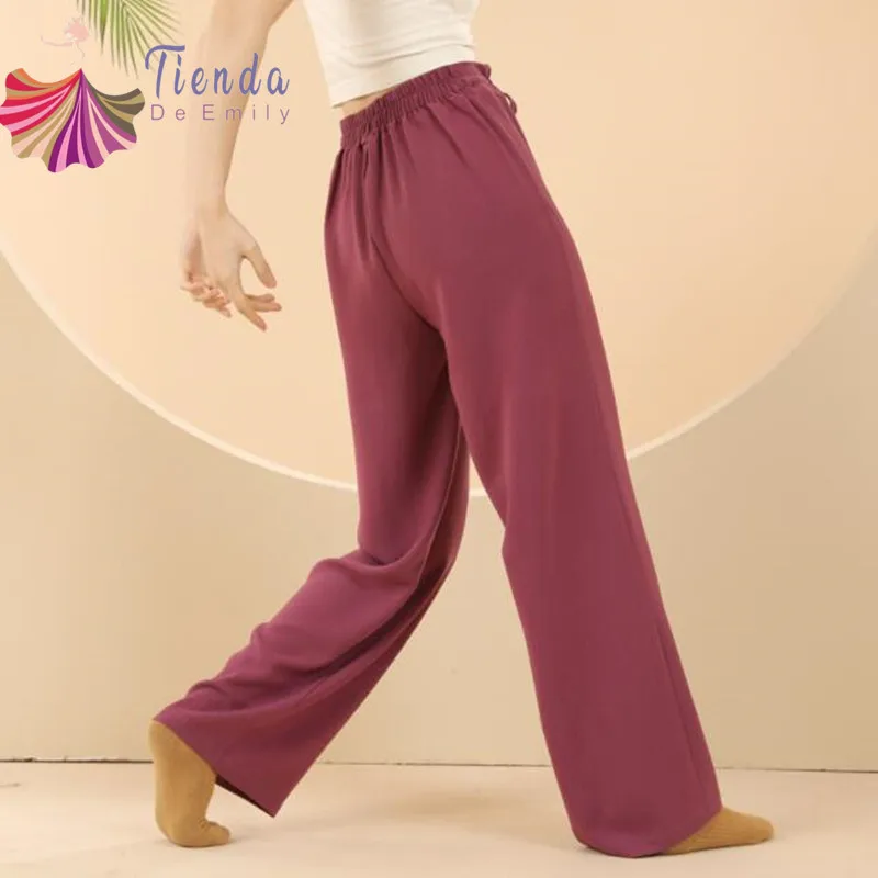 

Women Wide Leg Pants Linen Trousers Classical Dance Flowy Drawstring Loose Dancewear Palazzo Suit Fluid High Waist Practice