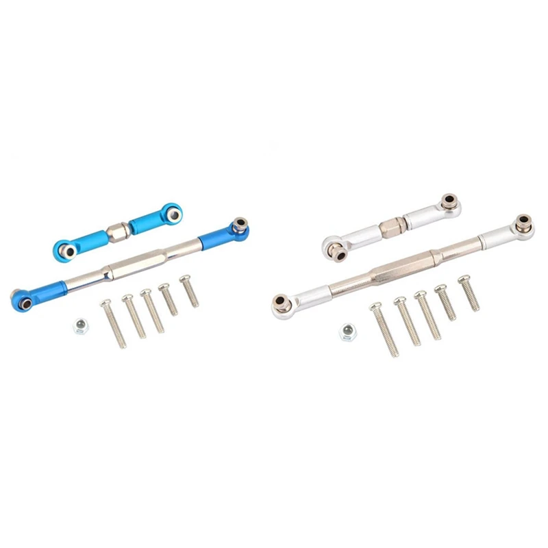 

NEW-2 Set RC Steering Rod CNC Machining Steering Linkage Rod Set For WPL 1608T RC Steering Linkage Set, Blue & Grey