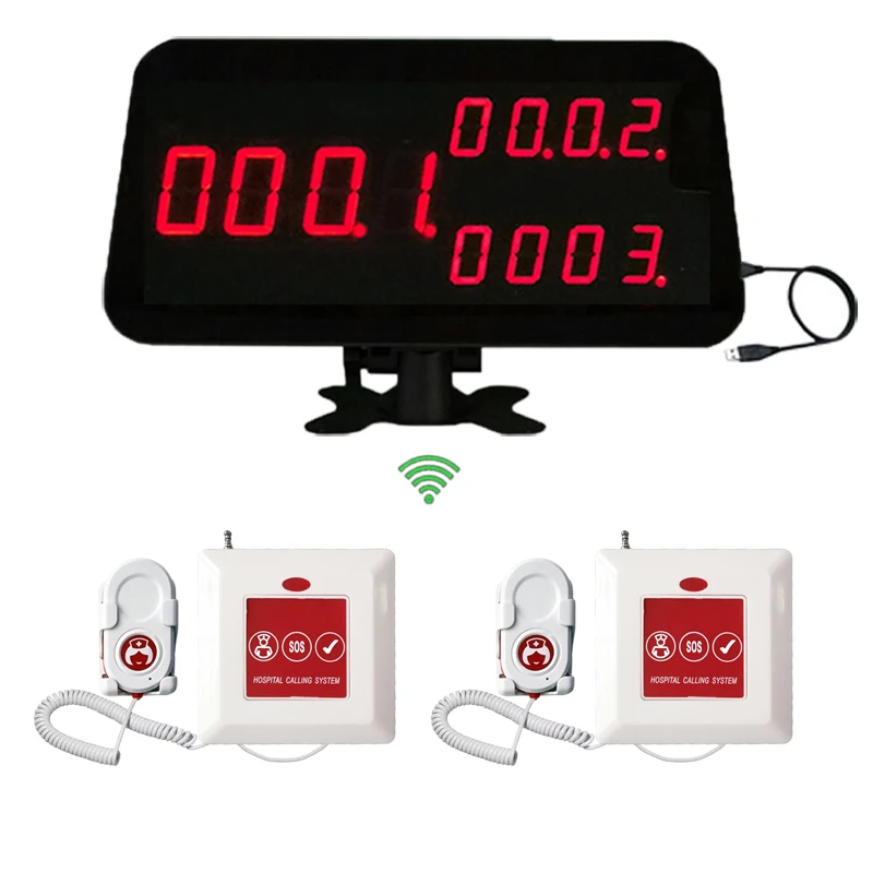 Hospital Clinic Wireless Patient Call Bell System Nurse Alarm Buzzer 1 Software Display 20 Transmitters with Holder Bracket