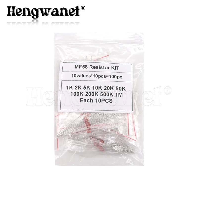 

100pcs=10value*10pcs NTC Thermistor Resistor Kit NTC-MF58 1K 2K 5K 10K 20K 50K 100K 200K 500K 1M +/-5% 3950B