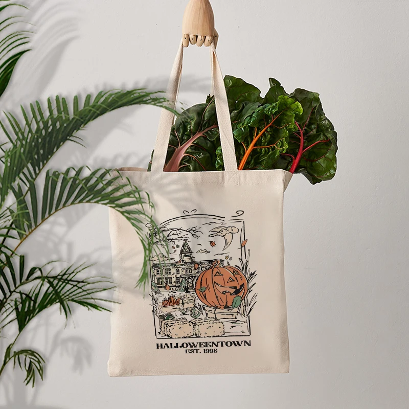 Сумка-тоут Holloween Town Est 1998 с узором в виде забавной тыквы для Хэллоуина подарок