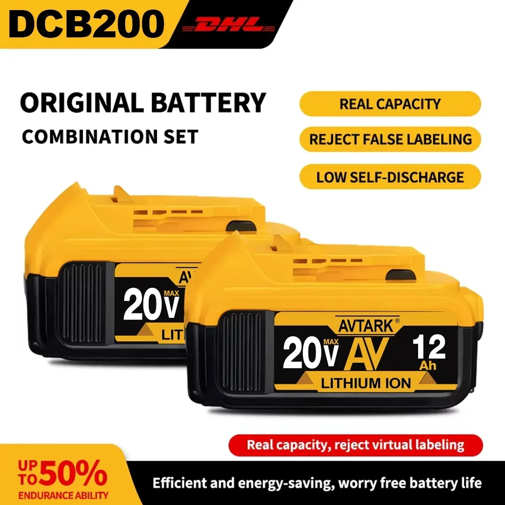 Фото 20 В для Dewalt, новый 100% оригинальный аккумулятор для электроинструмента 12000 мАч DCB206 20 В 12,0 Ач аккумулятор DCB206 20 В DCB205 DCB200 №1