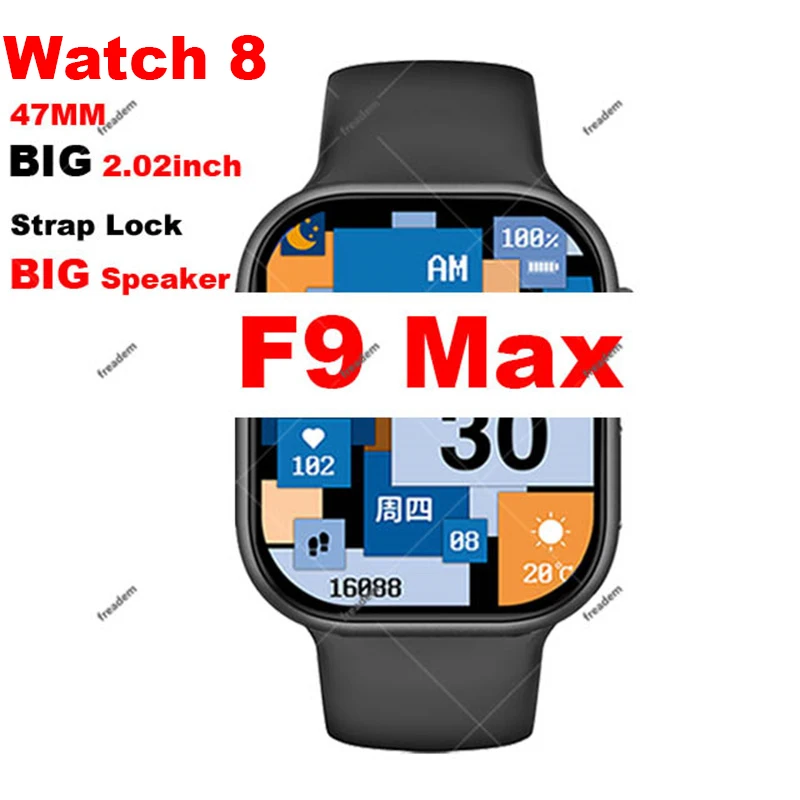 

Watch 8 Smart Watch for Men Woman F9 Max 2.02inch 47mm Wireless Charging Bluetooth Call Messages Sports Smart Watch PK X9 Max