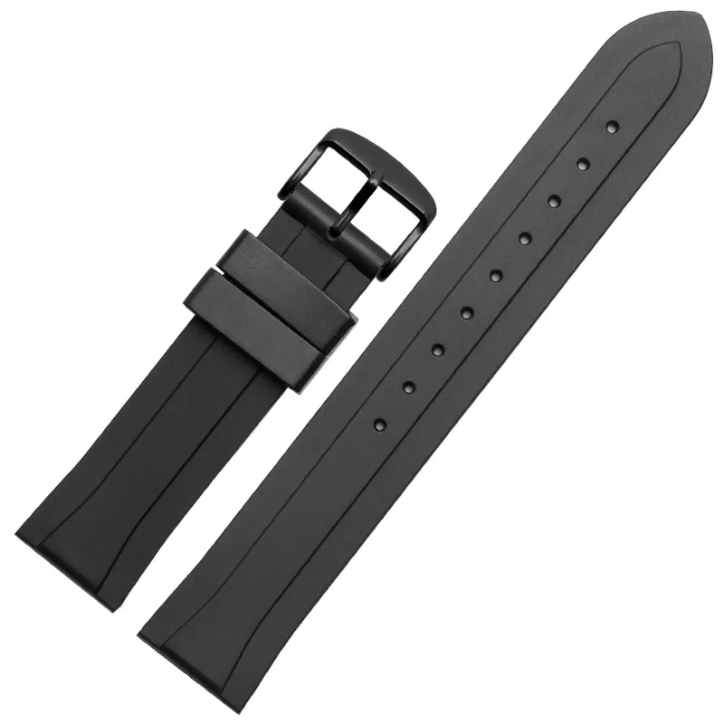 20mm 22mm Watch Strap Black Waterproof Soft Silicone Watchband Silver Gold Buckle For Tudor T17 PRC100 strap
