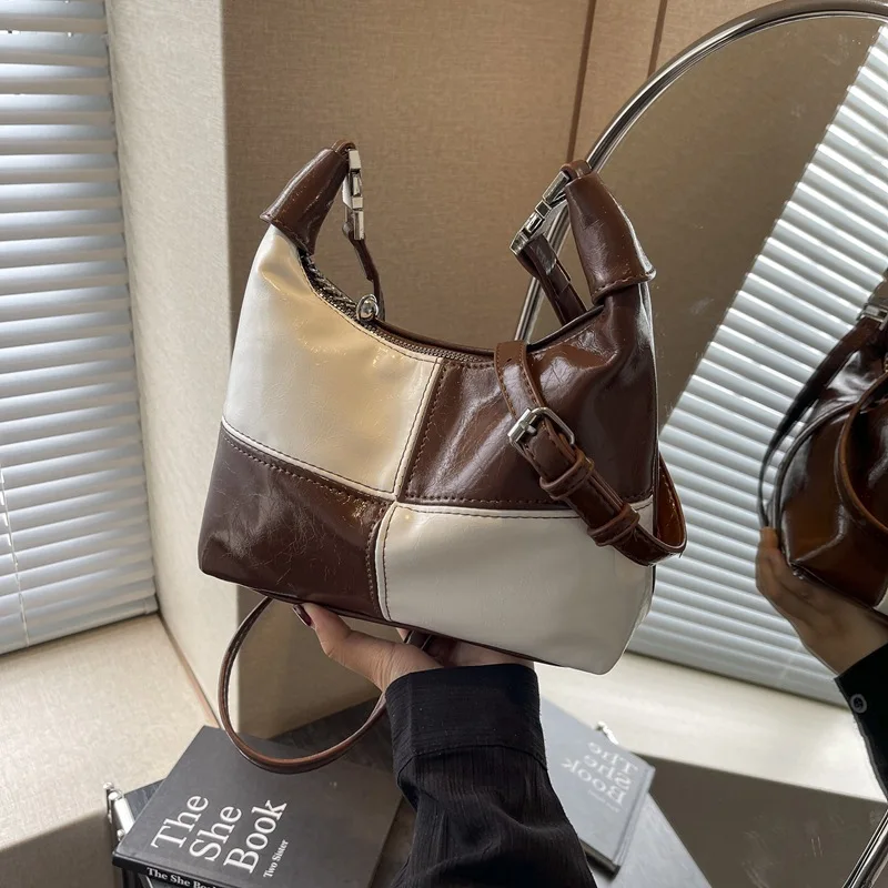 Formeki 5 Colors Women Handbag Ins Fashion Mixed Color Luxury Design Hobos Concise Ladies Female Bag