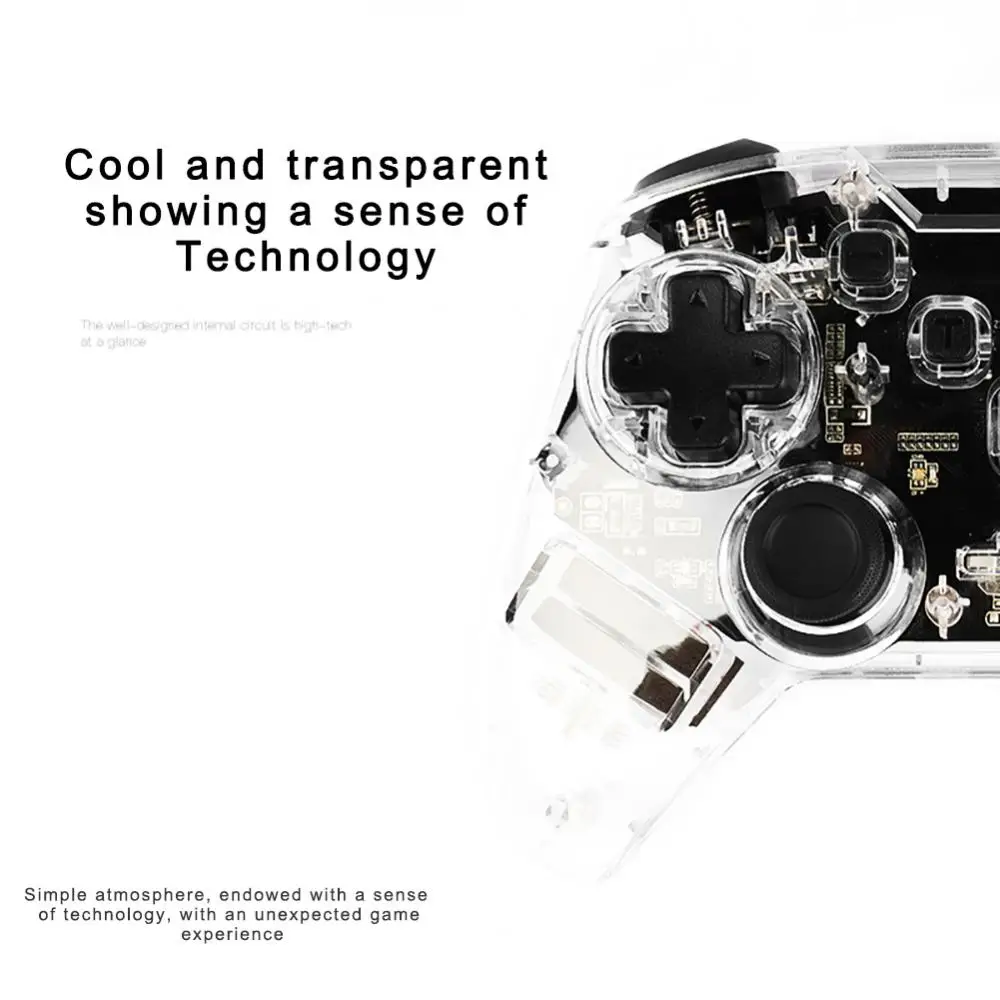 

Portable Illuminate Gamepad Automatic Burst Wireless Controller Smart Lighting Mode Vibration Game Handle Transparent New