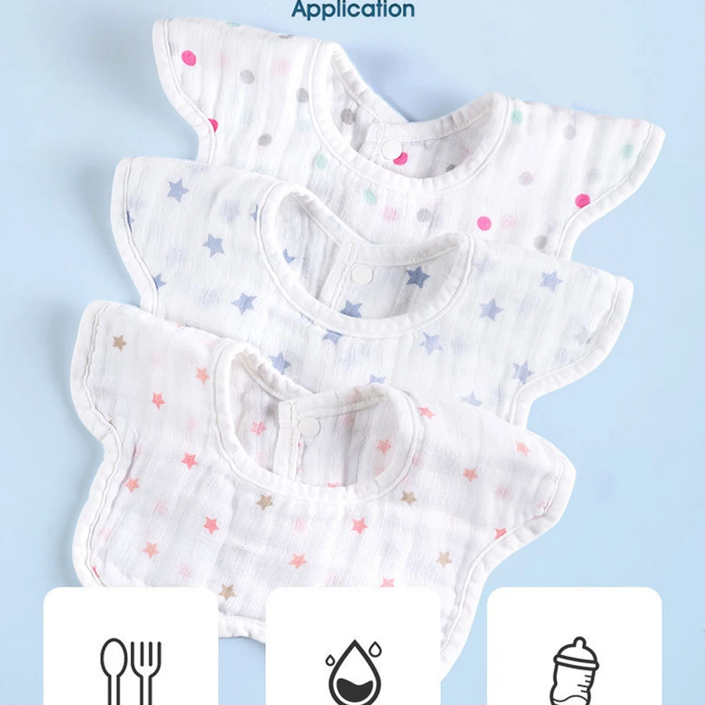 

Newborn Baby Boy Girls Cute Saliva Towel Cotton Infant Round Feeding Double Layer Bandana Bibs 360 Degree Waterproof Floral Bib