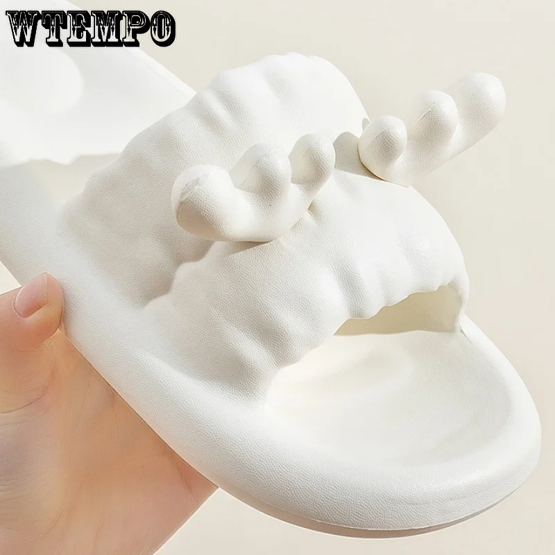 WTEMPO Cute Slippers Antlers Summer Thick Bottom Bathroom Couple Shoes Soft Beach Slides Women Anti-Slip Sandal Dropshipping