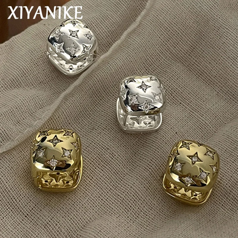 

XIYANIKE Niche Design French Star Square Ear Buckle Earrings For Women Girl Fashion New Jewelry Lady Gift Party серьги женские