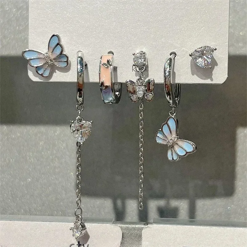 6 шт./компл. готический панк кристалл звезда луна кулон серьги комплект женские