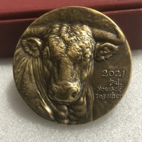 vintage pure copper zodiac ox bronze badge home crafts collection commemorative