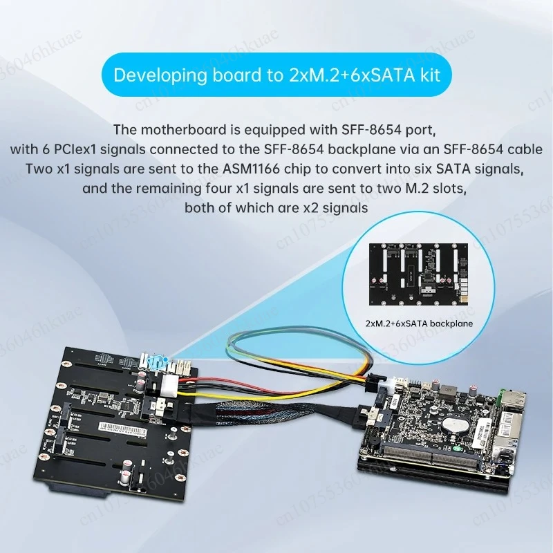 Фото Материнская плата NAS, i3-N355/N150, 7×M.2 или 6×SATA, DDR5, сетевое подключение 2.5G №1