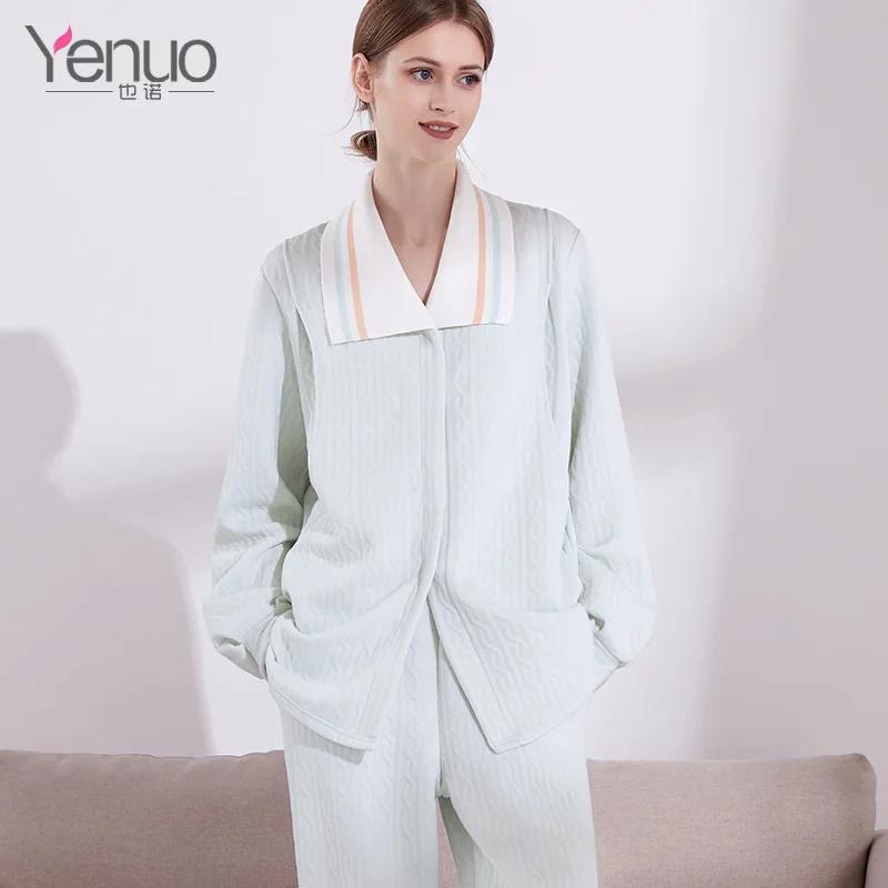 

New Fashion Confinement Clothes Air Layer Quilted Thickening Nursing Clothes Pregnant Women Pajamas Set