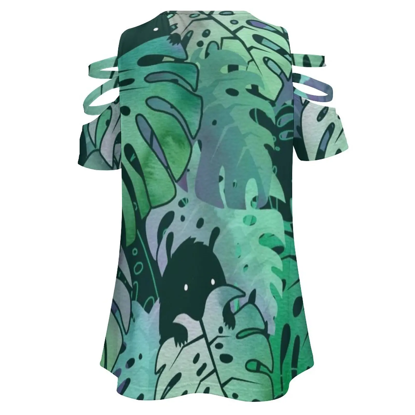 Женская блуза Monstera Monsters с открытыми плечами модная рубашка Тропическими Цветами