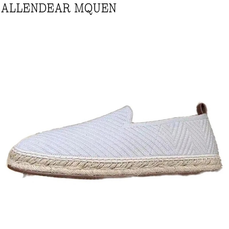

2022 высококачественные плетеные кожаные туфли из соломы в рыбацком стиле удобные и Повседневные слипоны Лоферы ручной работы из бархата