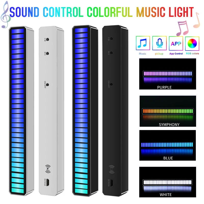 

RGB LED Strip Light Music Sound Control Pickup Rhythm Ambient Atmosphere Lamp Backlight Night Light For Bar Car Home Decoration