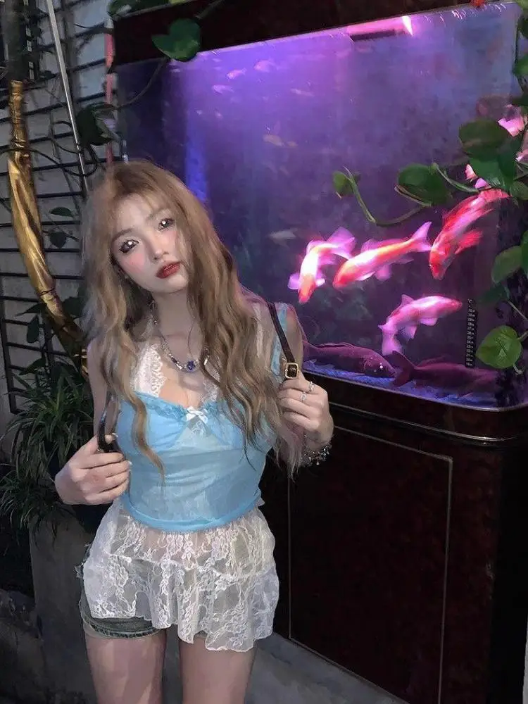 Женский кружевной топ без рукавов с открытой спиной