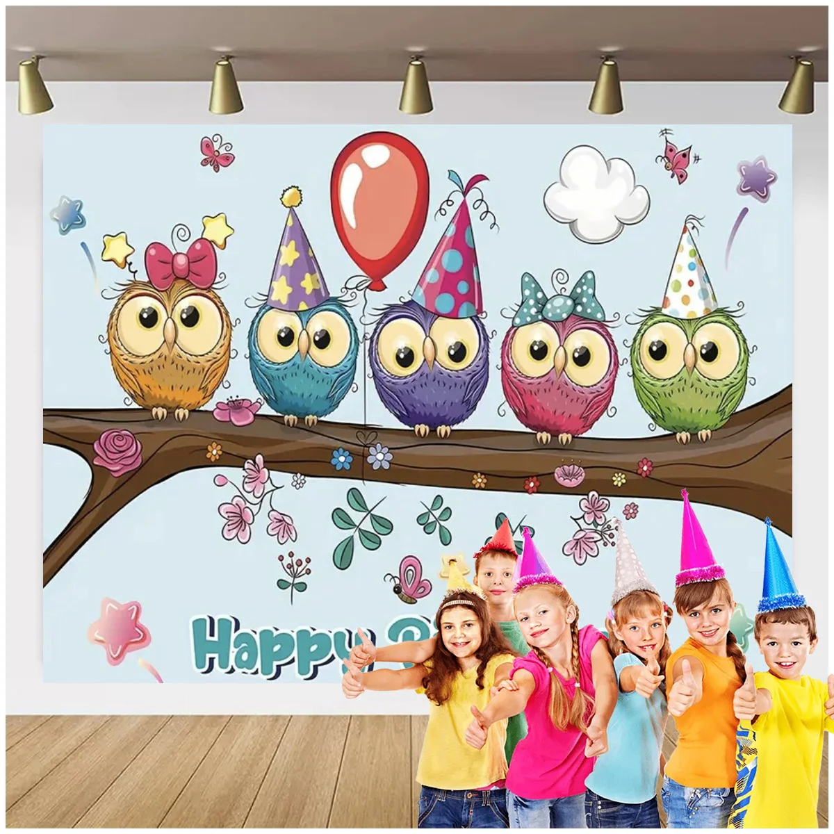 Фон для фотосъемки с изображением рождественской совы