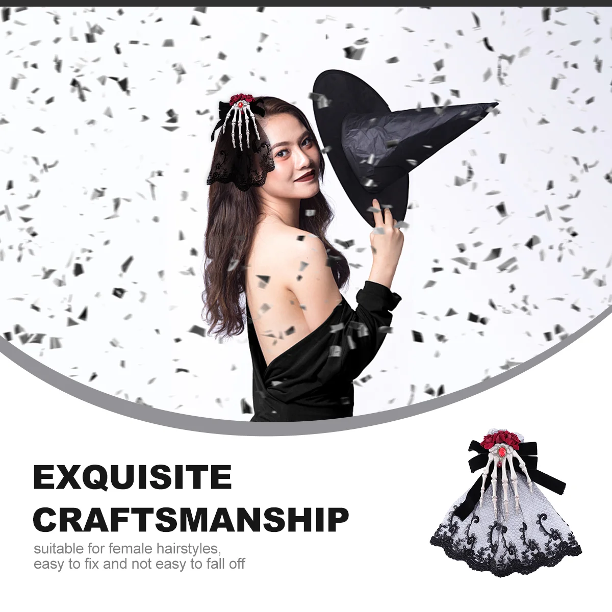 Готические заколки для волос брошь с костями рук пряжка на голову головной убор