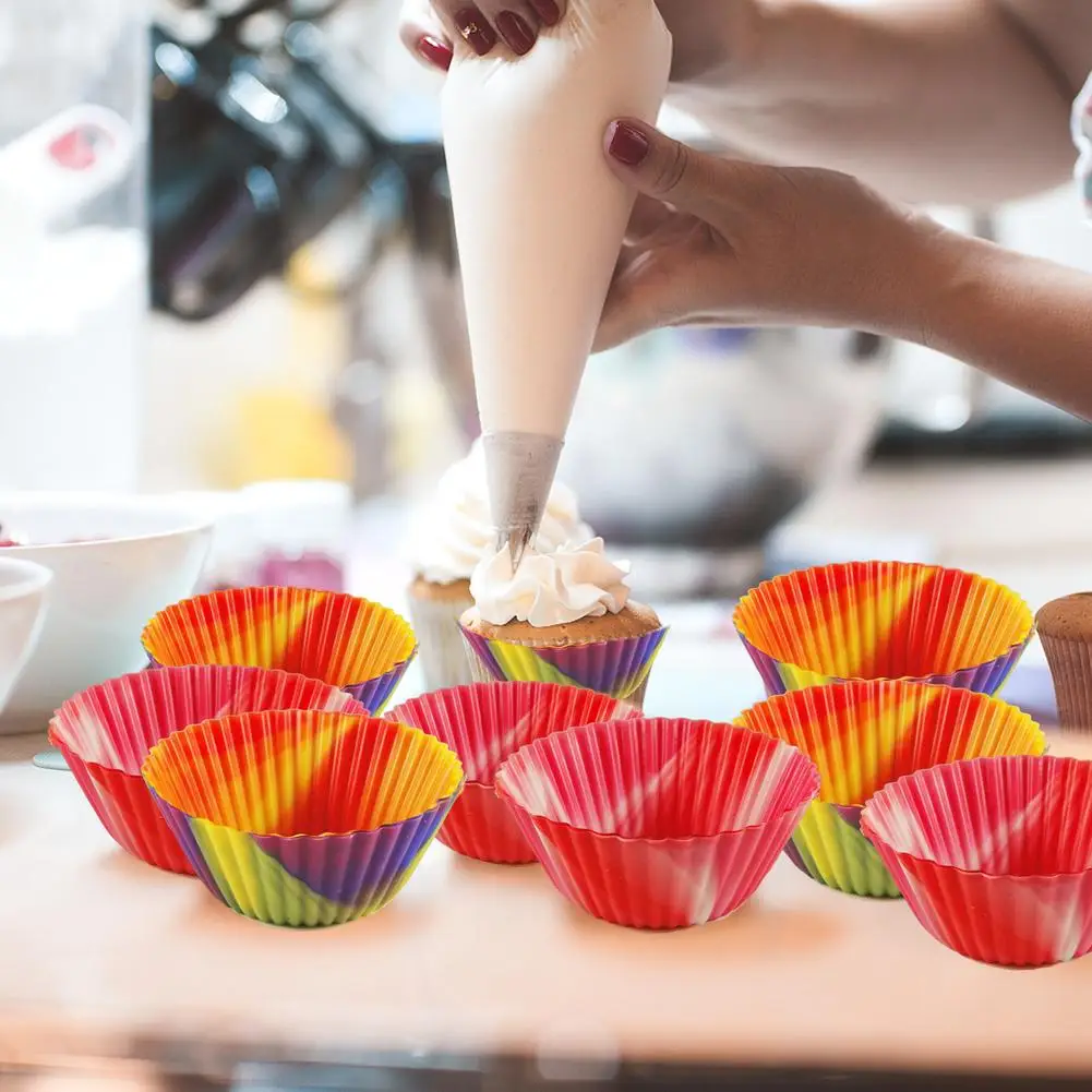 

24pcs Silicone Cake Cup Camouflage Silicone Baking Cups Muffin Cups Portable Reusable Thickened Non-stick Cupcake Molds