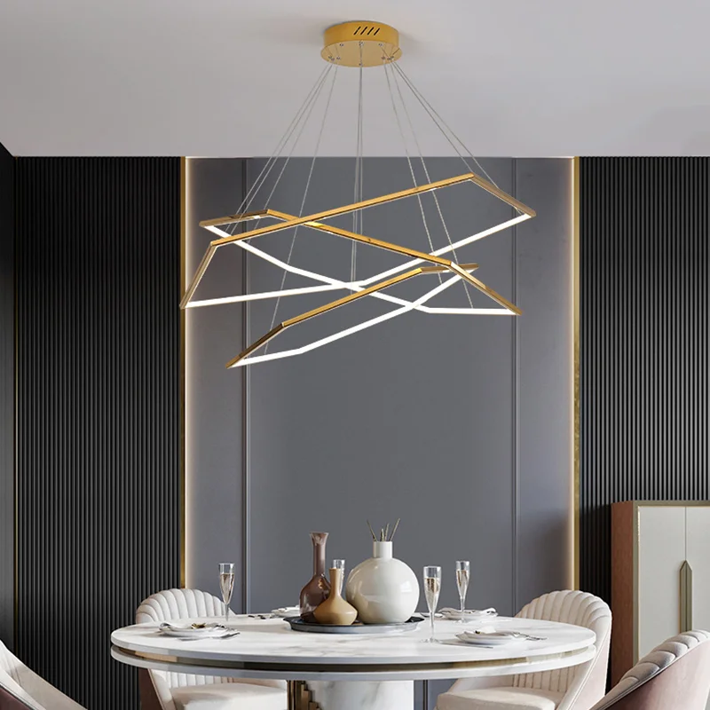 

LED Modern Luxury Gold Pendant Lights Living Dining Room Lighting Decor Lustre Chandelier Indoor Bedroom Hanging Light Fixture