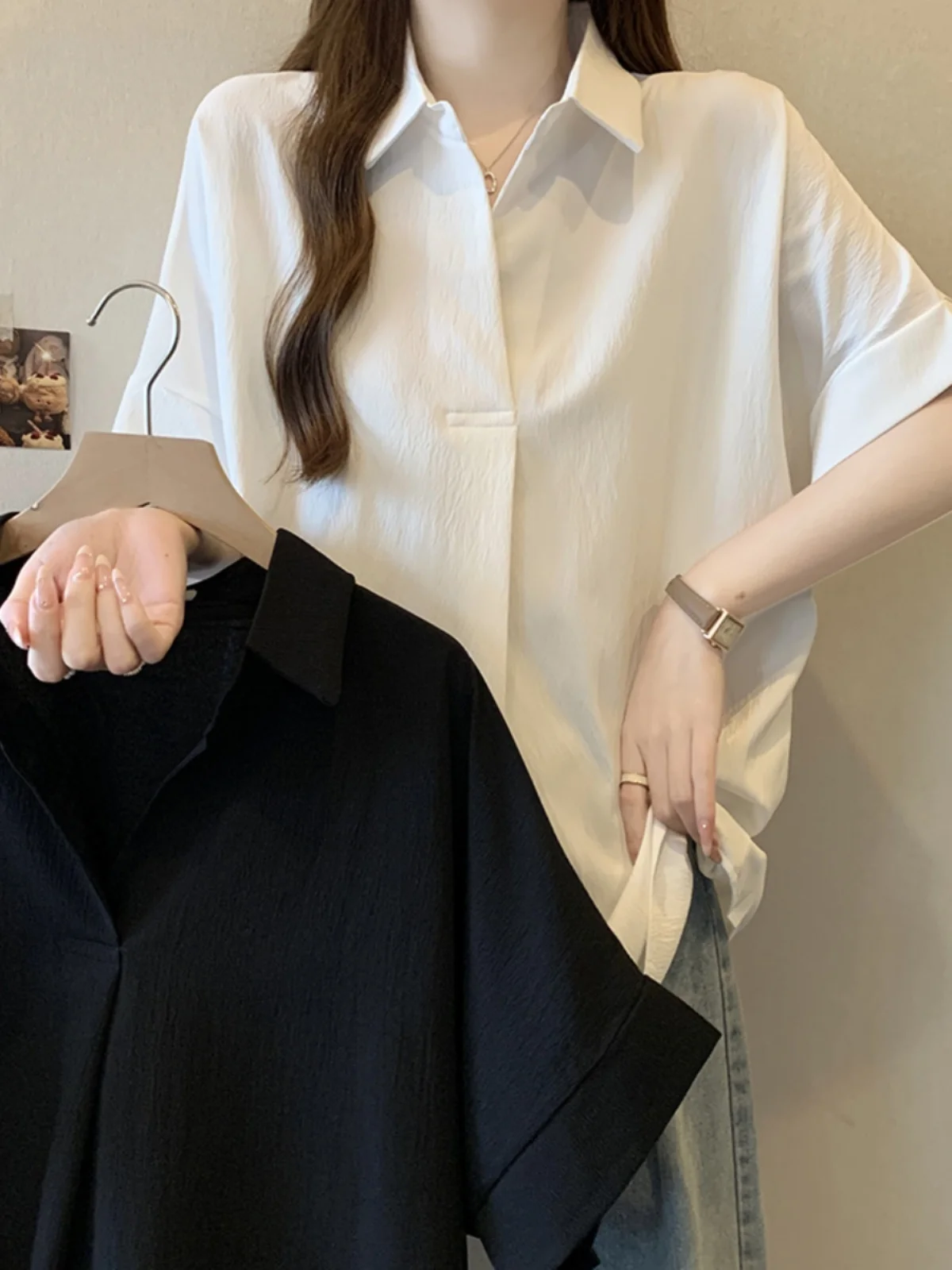 Summer New Casual Meat Covering Polo Shirt Plus size women clothing Chubby Girl High-Grade Loose Slimming Short sleeve Shirts... |