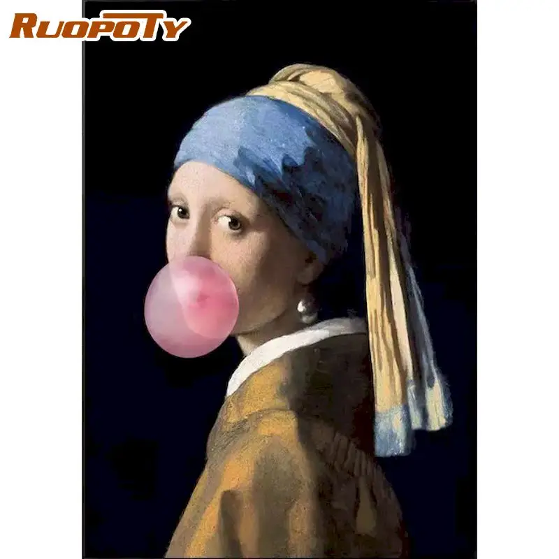 

RUOPOTY DIY Pictures By Number Figure Kits Drawing On Canvas Painting By Numbers woman Hand Painted Picture Art Gift Home Decor