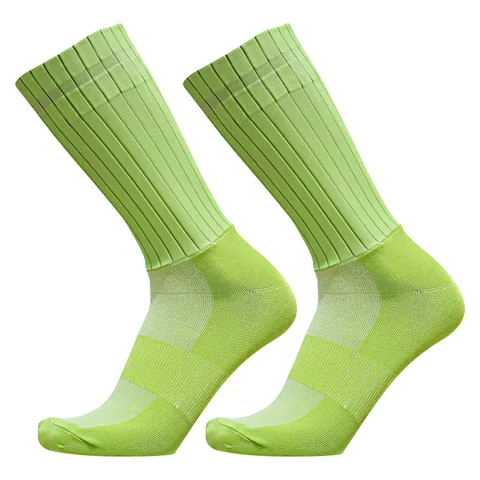 Мужские и женские Новые однотонные носки в полоску с нескользящим силиконовым дышащим и потопоглощающим средним рукавом
