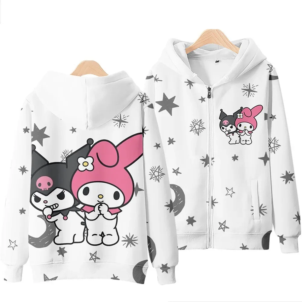 

3D New Sanrio Kuromi Zipper Sweatshirt Sweet Fashion Casual Cute Style Hooded Warm and Comfortable Best Birthday Gift