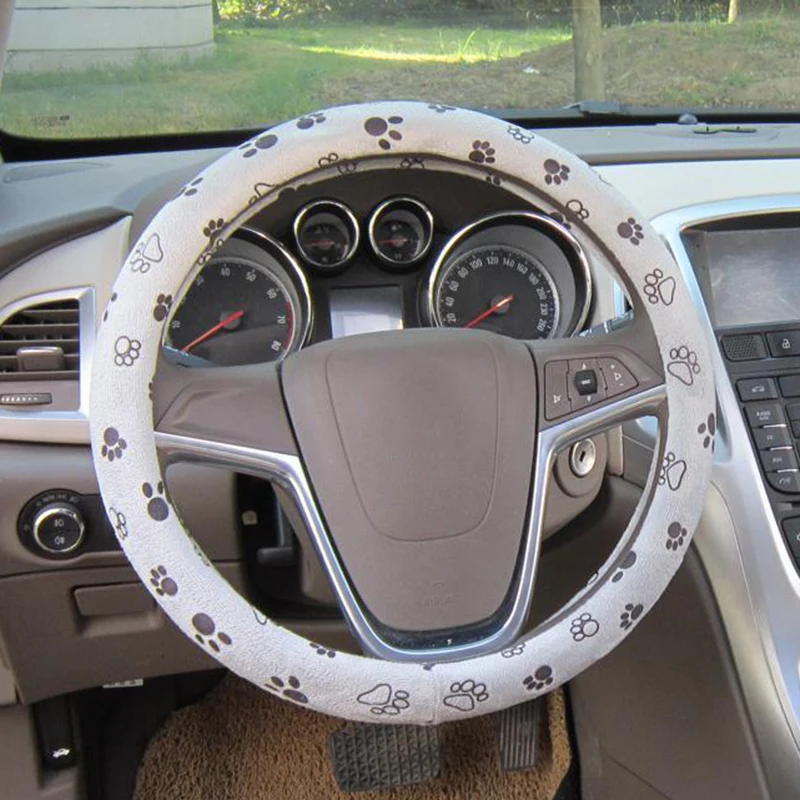 

Accessories 38CM 15\\\" Grey Steering Wheel Soft Comfy Paw Printed Automotive Replacement Auto Useful Durable New