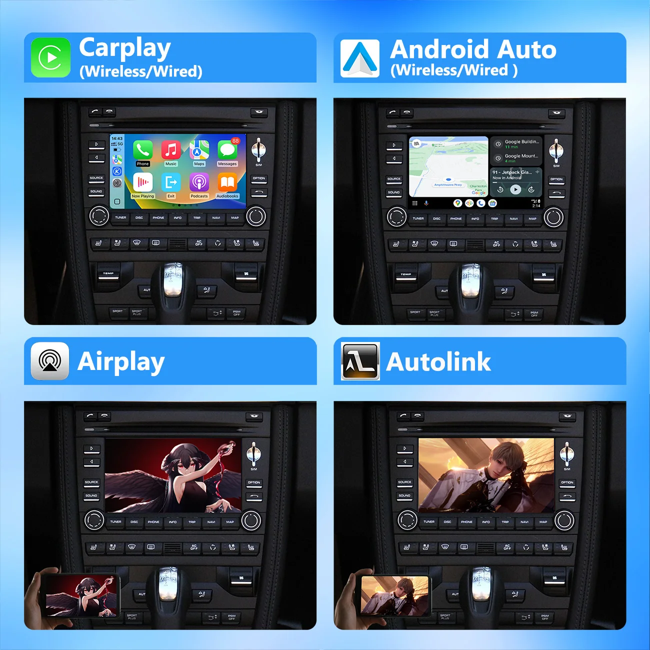 Фото Беспроводной CarPlay для Porsche Boxster Cayman Cayenne 911 PCM3.0 2008-2015 с Android Auto Mirror Link CMS YT NF №3