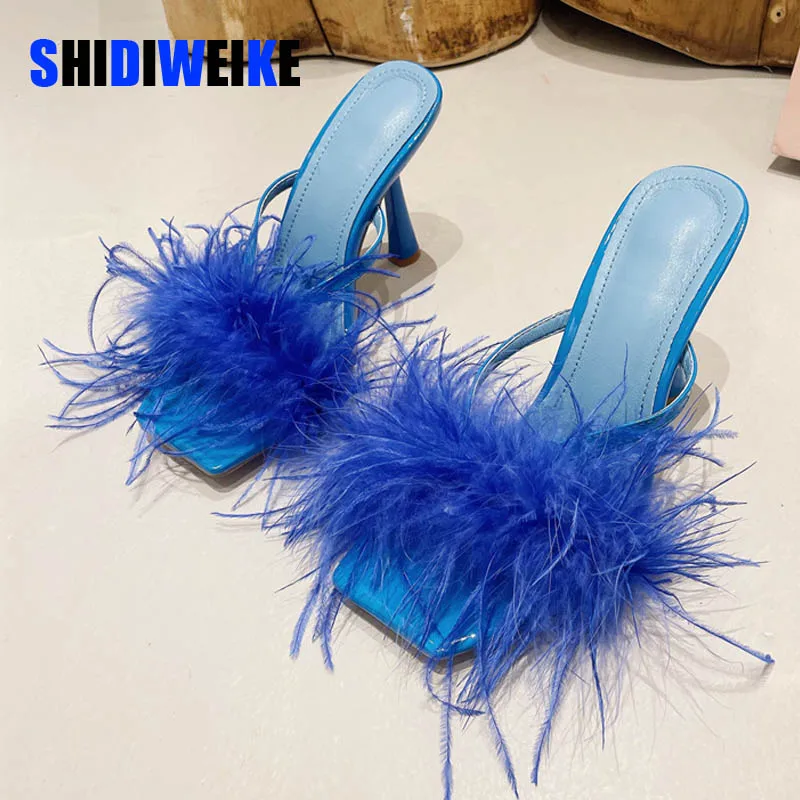 

SDWK/модные летние пушистые женские шлепанцы на 10 см; Женские сандалии-гладиаторы; Вечерние; Туфли без пяток на высоких каблуках; Шлепанцы для торжеств